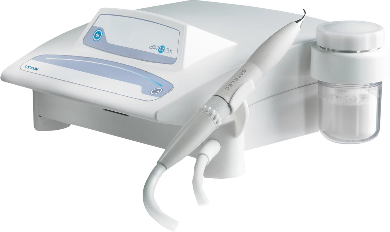 AIR MAX Stück inklusive Pulverstrahl-Handstück, 250 g Flasche Natriumbicarbonat-Pulver (Zitronengeschmack), Universalschlüssel, Fußschalter