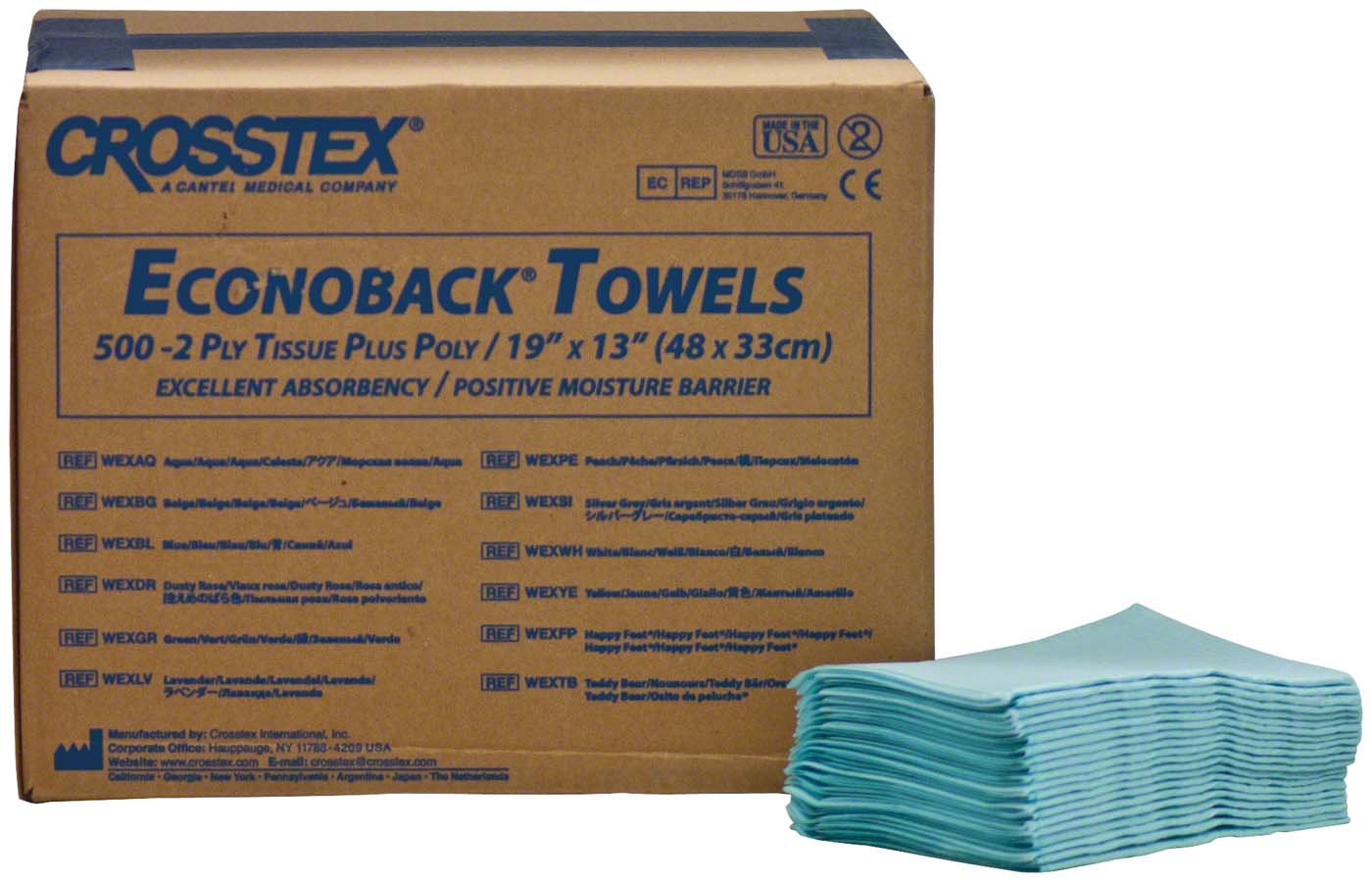 Crosstex Patienten Servietten Karton 500 Stück blau, 48 x 33 cm Crosstex Patienten Servietten Omnia