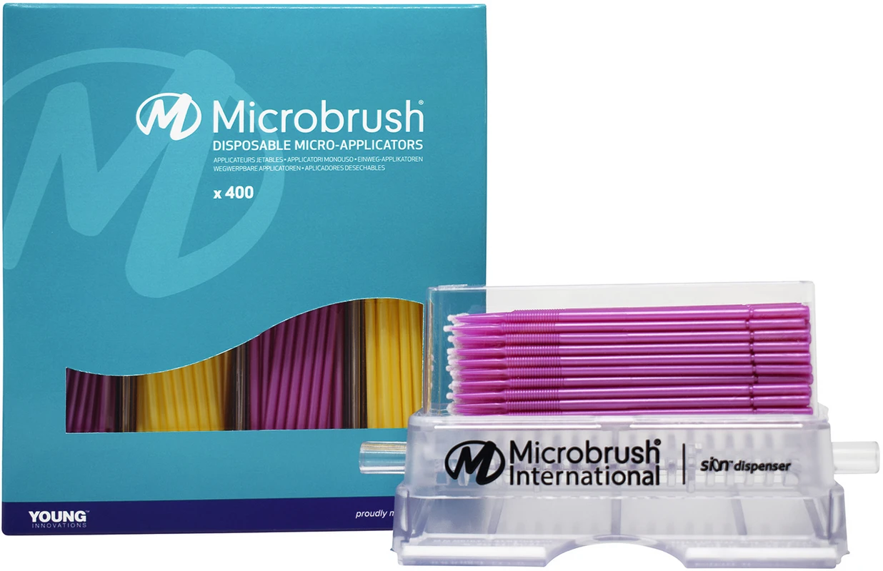 Microbrush® Applikatoren Plus Serie Kit 400 Applikatoren pink/gelb, fein, 1 Dispenser