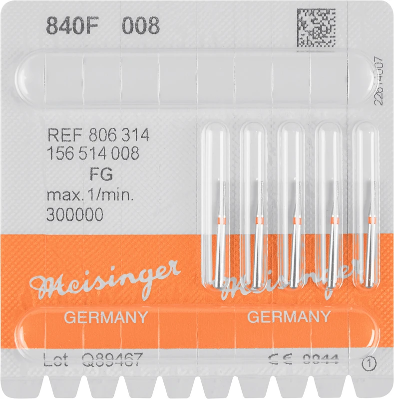Diamanten 840 Packung 5 Stück rot fein, FG, Figur 156 Zylinder abgerundet, 0,8 mm, ISO 008