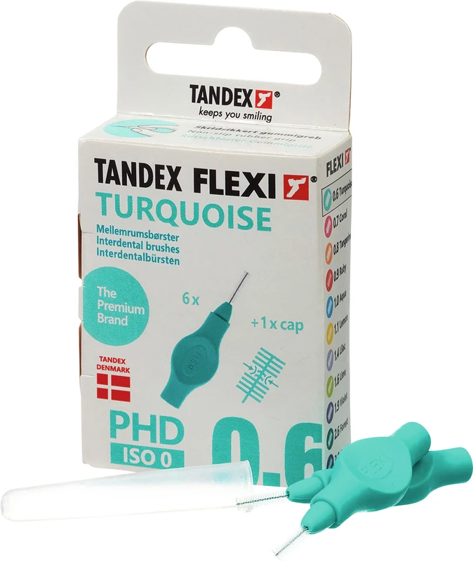 FLEXI® Interdentalbürsten PHD Packung 6 Stück turquoise, PHD 0.6 (Ø 0,35 mm), ISO 0