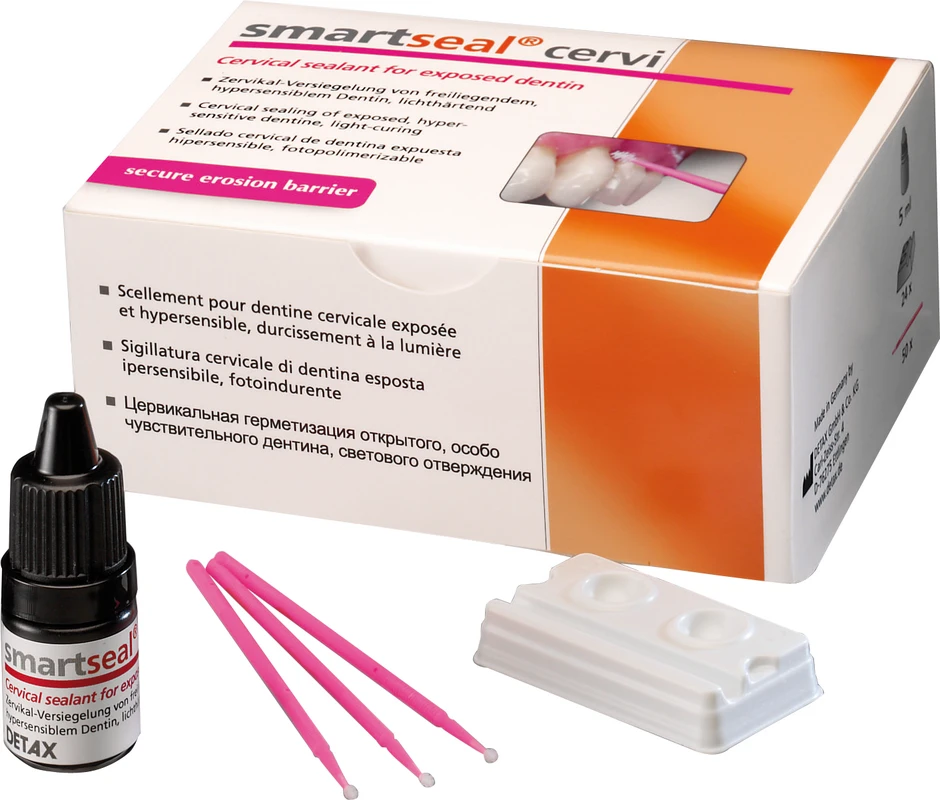 smartseal® cervi Standardpackung 5 ml Flasche mit Tropfeinsatz, 50 Applikatoren pink, 24 Doppel-Einwegschalen