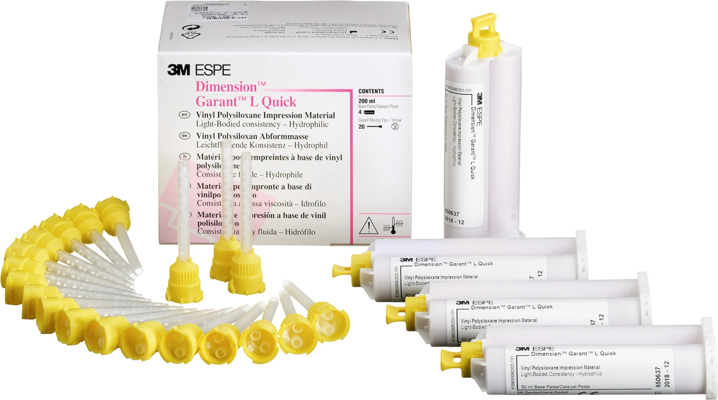Dimension™ Refill Packung 4 x 50 ml Doppelkartusche , 20 Mischkanülen gelb, Garant L Quick