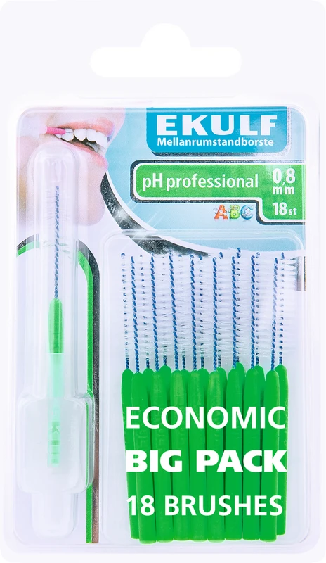 EKULF Interdentalbürsten ph professional Packung 18 Stück grün, Ø 0,8 mm