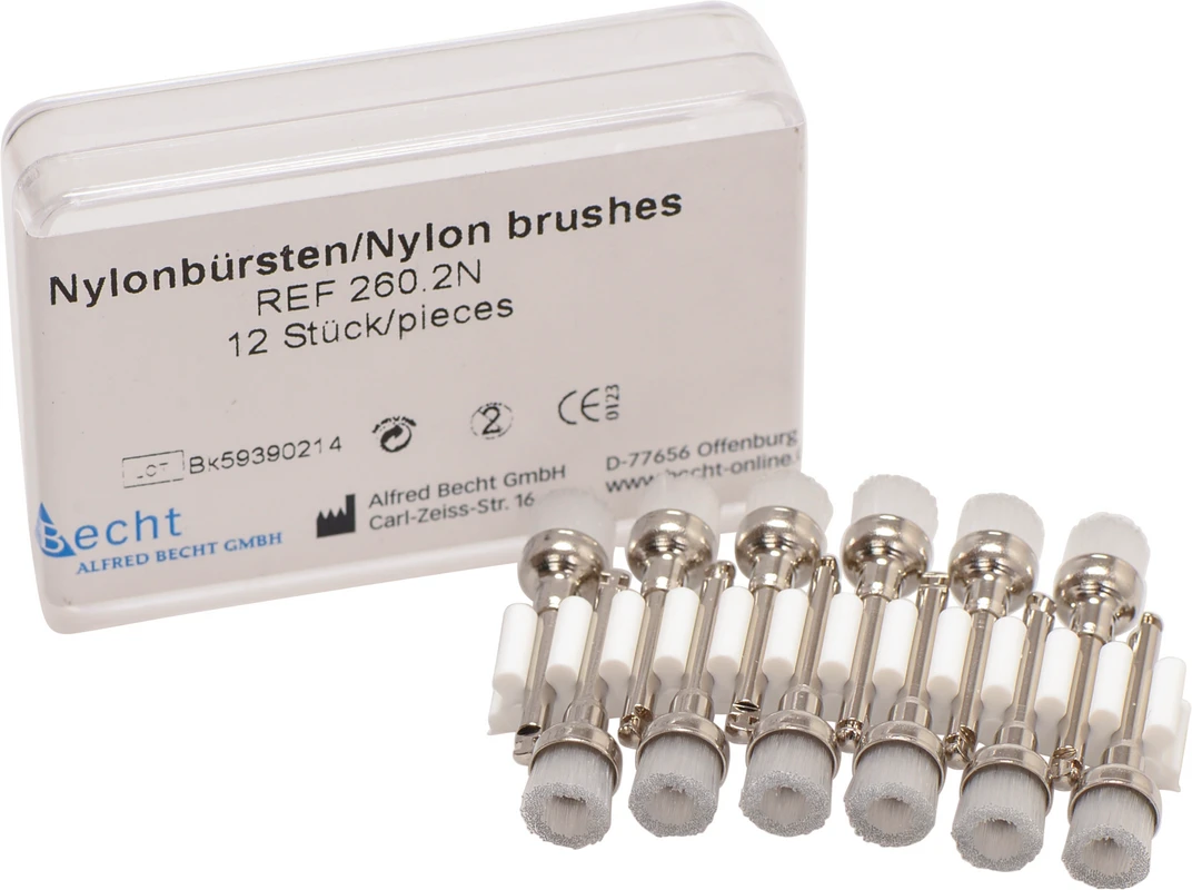 Becht4 Prophy Kelchbürsten Beutel 12 Stück weiß hart, mit Nylonbesatz, RA