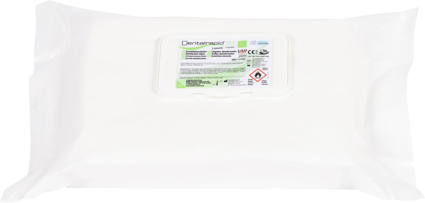 Dentalrapid® SD wipes Flowpackung 80 Stück L Lemon