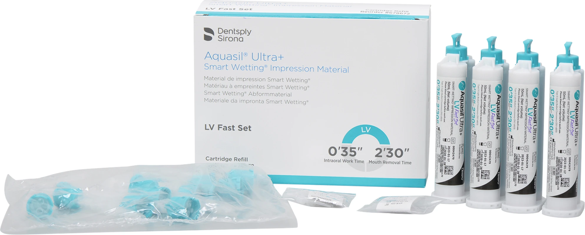 Aquasil® Ultra+ Nachfüllpackung 4 x 50 ml Doppelkartusche LV Fast Set, Zubehör Aquasil® Ultra+ Dentsply Sirona