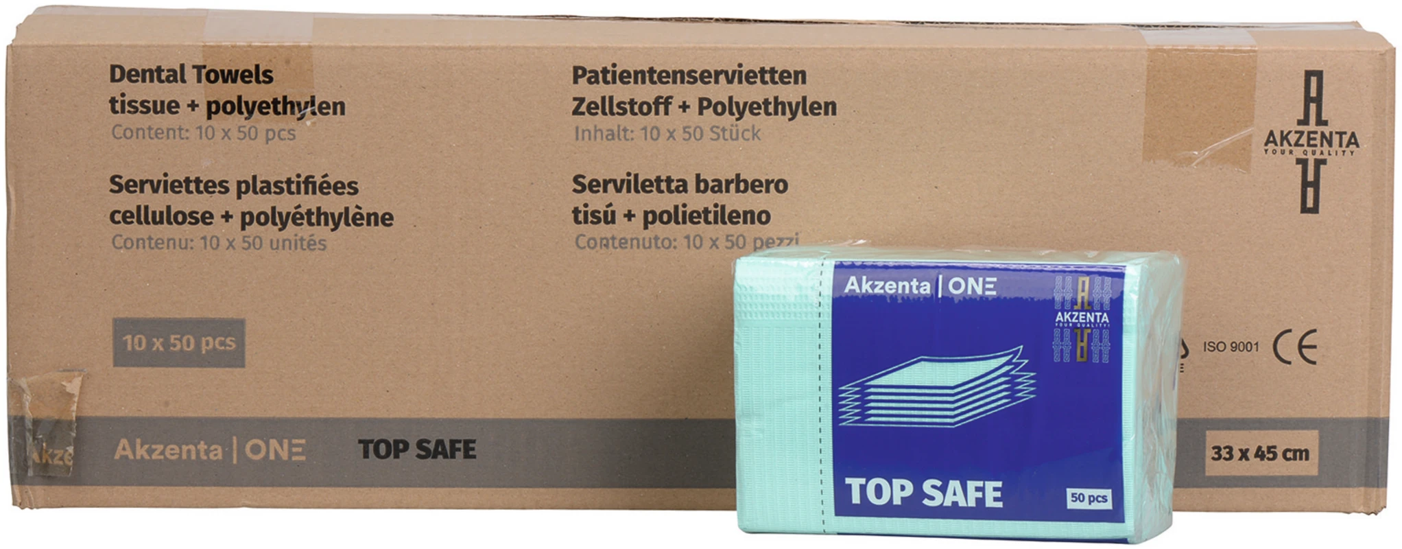 TOP SAFE Patientenservietten Karton 10 x 50 Stück mint, 33 x 45 cm, 2-lagig