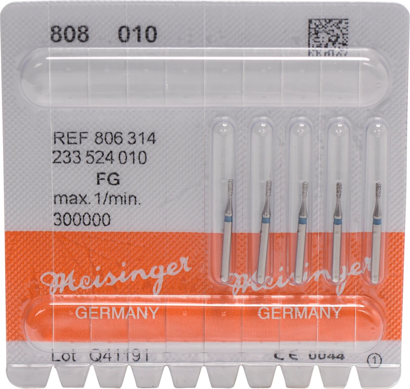 Diamanten 808 Packung 5 Stück blau mittel, FG, Figur 233 Birne, 2,7 mm, ISO 010