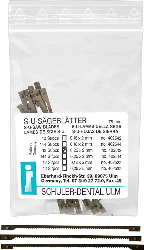 Sägeblätter Packung 12 Stück 0,25 x 2 x 75 mm