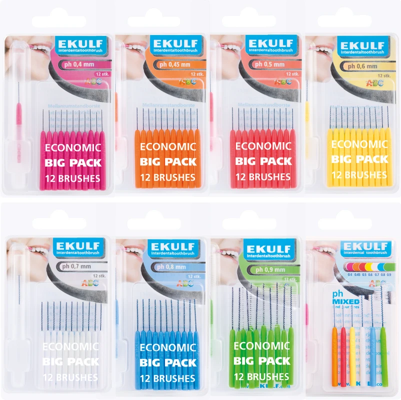 EKULF Interdentalbürsten ph Packung 12 Stück grün, Ø 0,9 mm