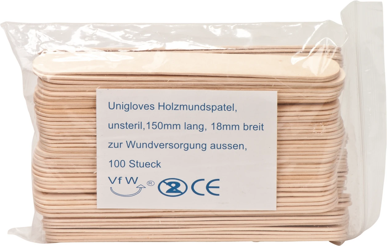 Holzmundspatel Beutel 100 Stück 150 x 18 mm, unsteril