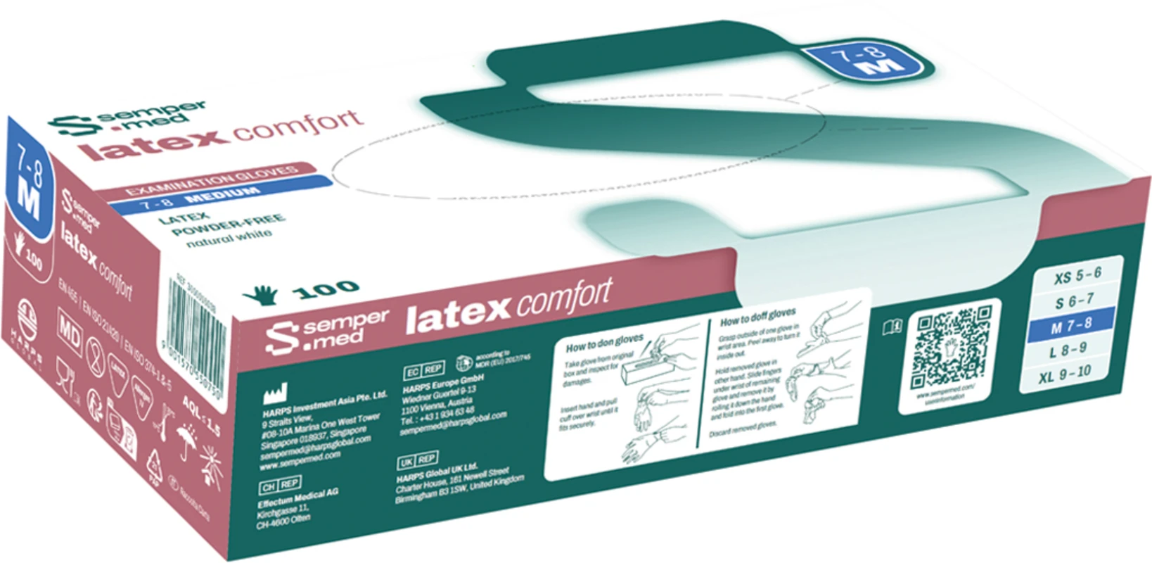 Sempermed® Latex comfort Packung 100 Stück naturweiß, puderfrei, M