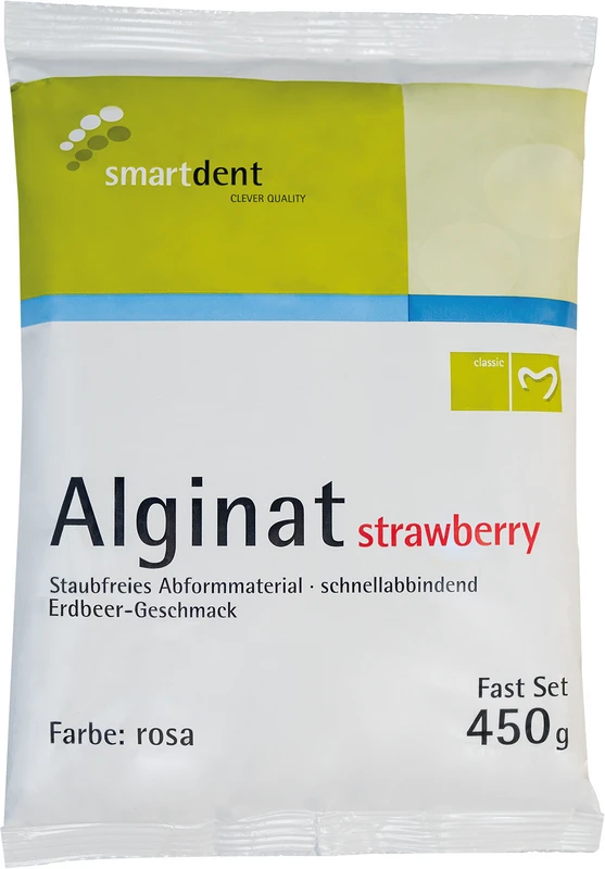 smart Alginat strawberry rosa Beutel 450 g schnellhärtend, mit Erdbeergeschmack, rosa smart Alginat strawberry rosa Beutel 450 g schnellhärtend, mit Erdbeergeschmack, rosa