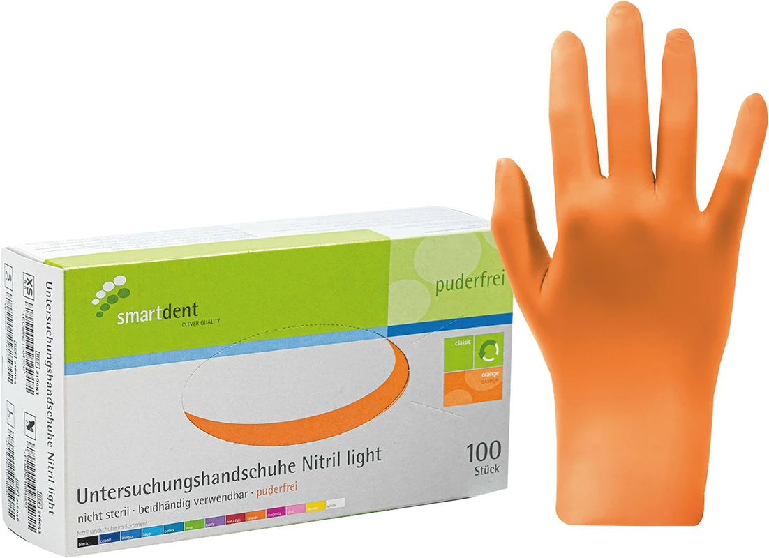 smart Nitrilhandschuhe light Packung 100 Stck puderfrei, orange, M