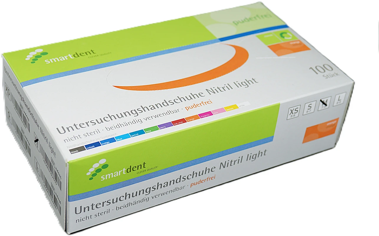 smart Nitrilhandschuhe light Packung 100 Stück puderfrei, orange, M