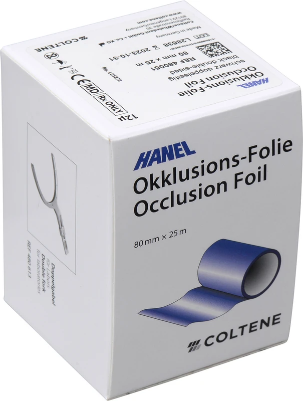 HANEL Occlusions-Folie, doppelseitig 12 µm Spenderbox 25 m schwarz, 80 mm breit