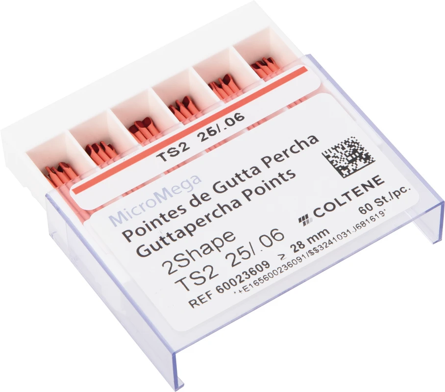 2Shape GP Points Packung 60 Stück TS2, SB, Taper .06, ISO 025 2Shape GP Points MICRO-MEGA