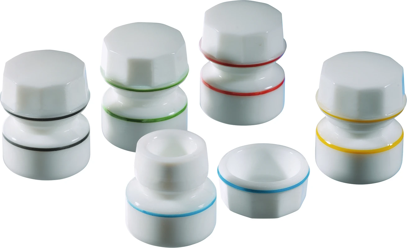 Kappengläser aus Simplex-Opalglas Sortiment 5 Stück sortiert (gelb, grün, rot, blau, schwarz) Kappengläser aus Simplex-Opalglas Becht