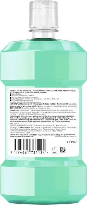 LISTERINE® CLEAN & FRESH Flasche 500 ml