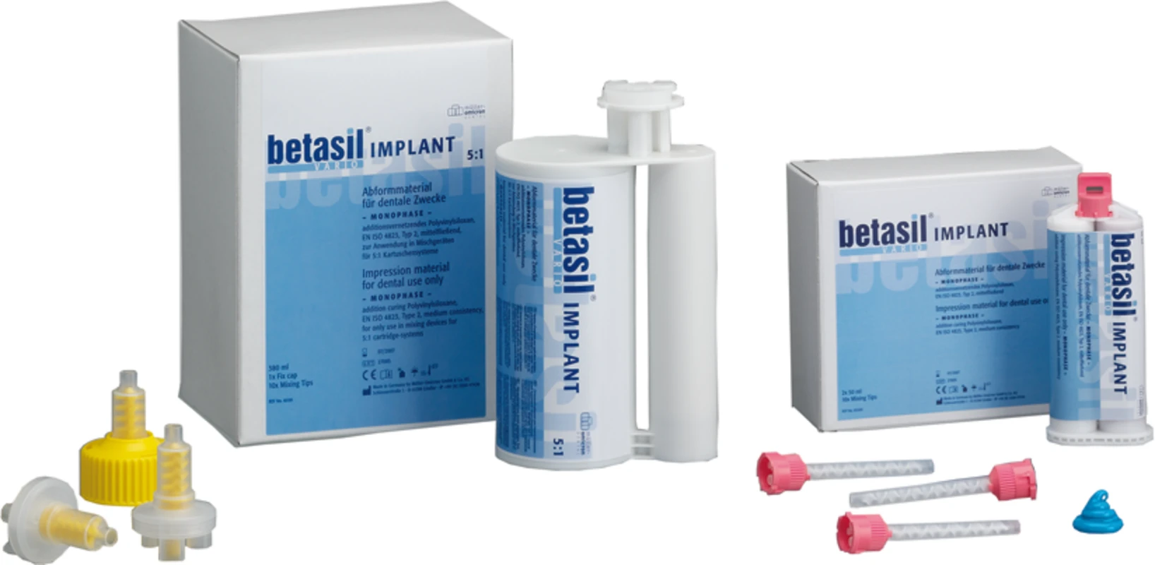 betasil® VARIO IMPLANT Packung 2 x 50 ml Kartusche, 6 Mixing Tips grün