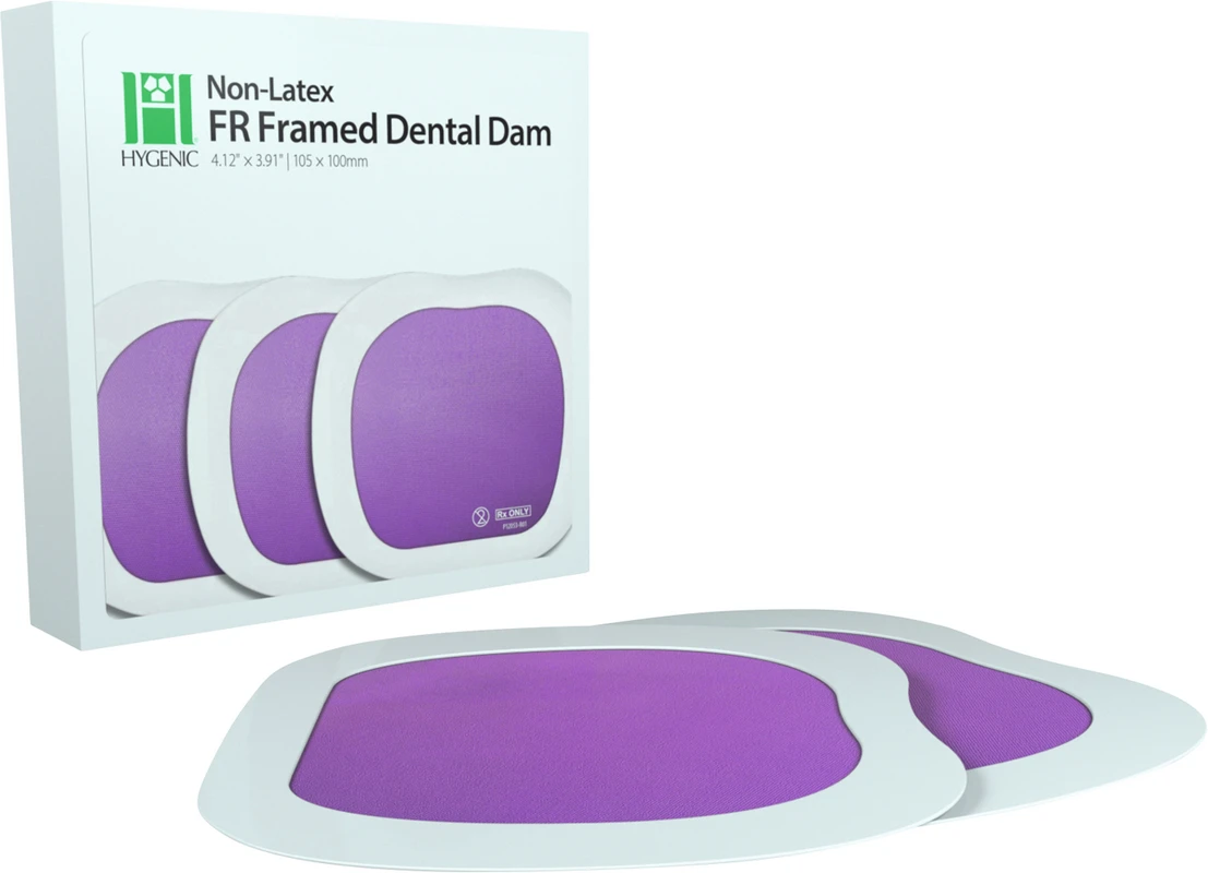 Hygenic HR Dental Dam Non-Latex Packung 20 Blatt gerahmt, 105 x 100 mm, lila