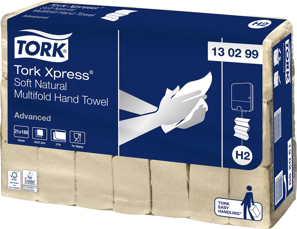 Tork Xpress® Weiche Natur Multifold Handtücher Packung 21 x 180 Stück 2-lagig, natur