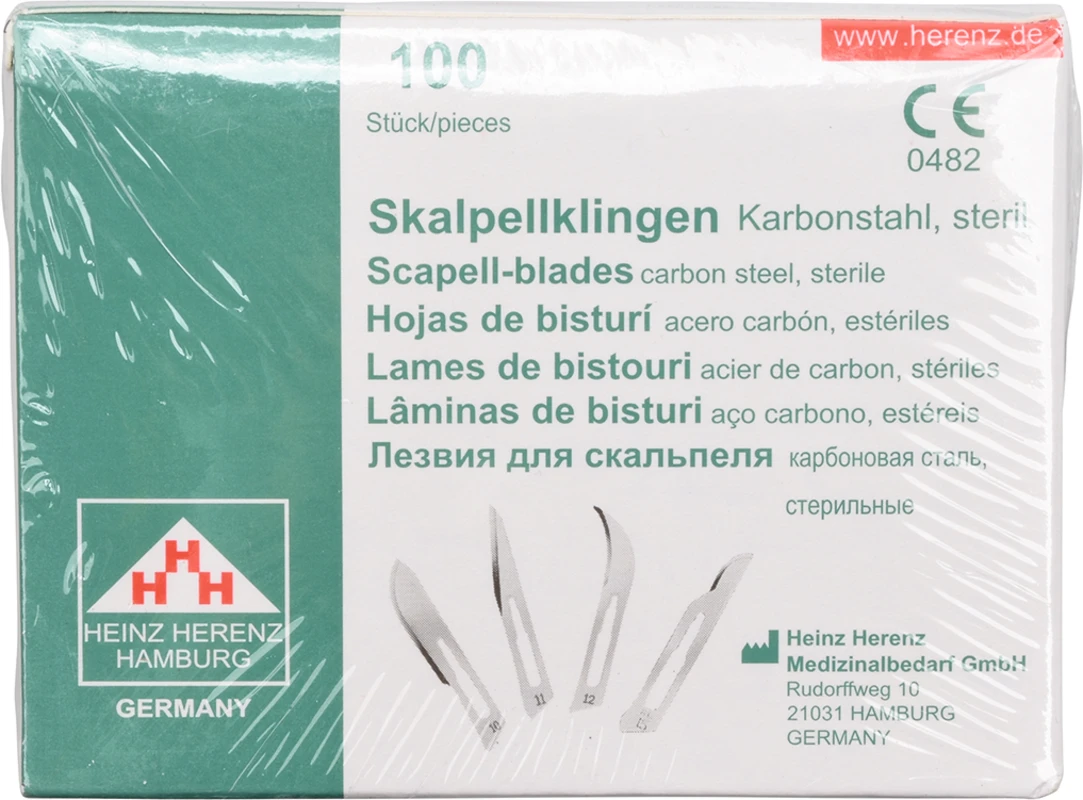 Skalpellklingen Packung 100 Stück Nr. 15-C, 04-HER-00002, Steril