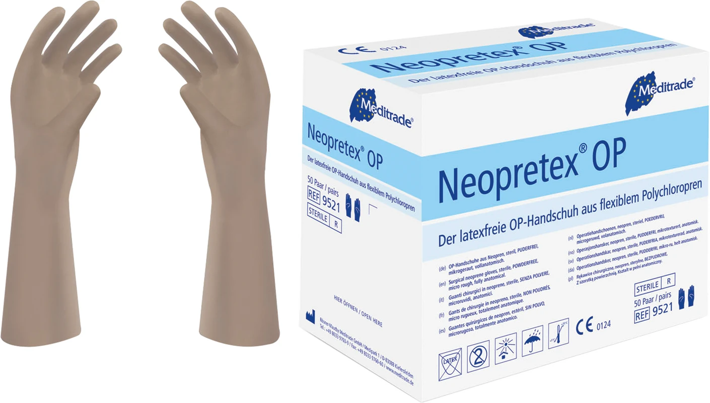 Neopretex® OP Packung 50 Paar puderfrei, braun, Größe 6