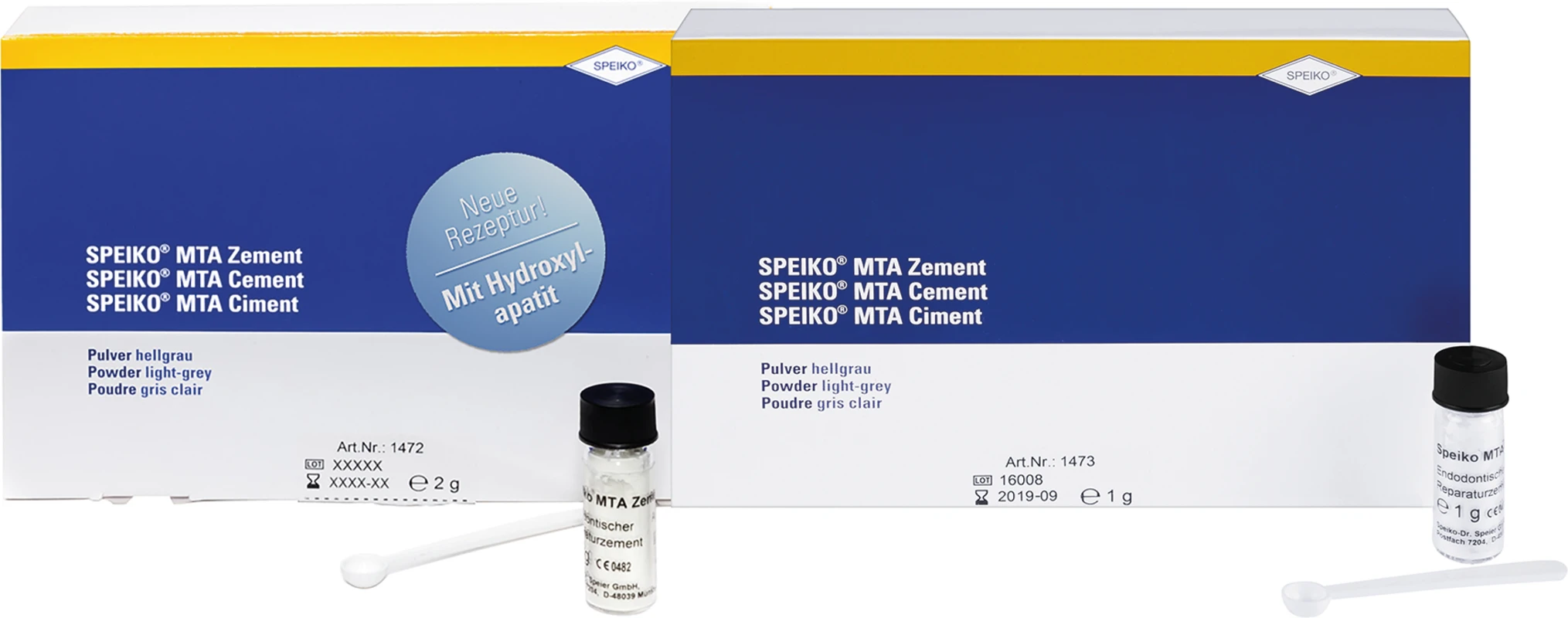 SPEIKO® MTA Zement Packung 2 g Pulver mit Hydroxylapatit, hellgrau, 1 Dosierlöffel