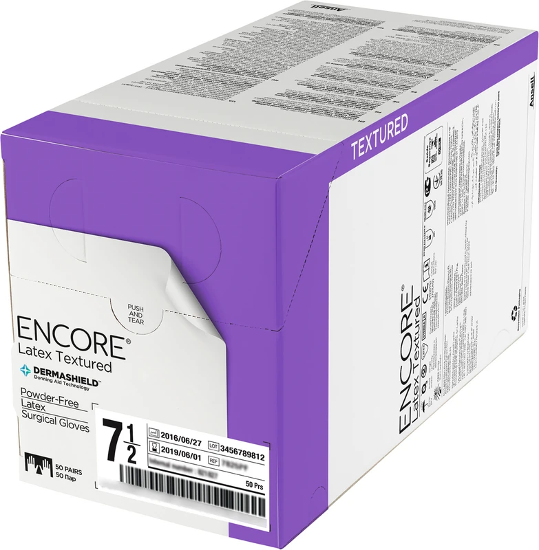 ENCORE® Latex Textured Packung 50 Paar puderfrei, natur, Größe 6,5