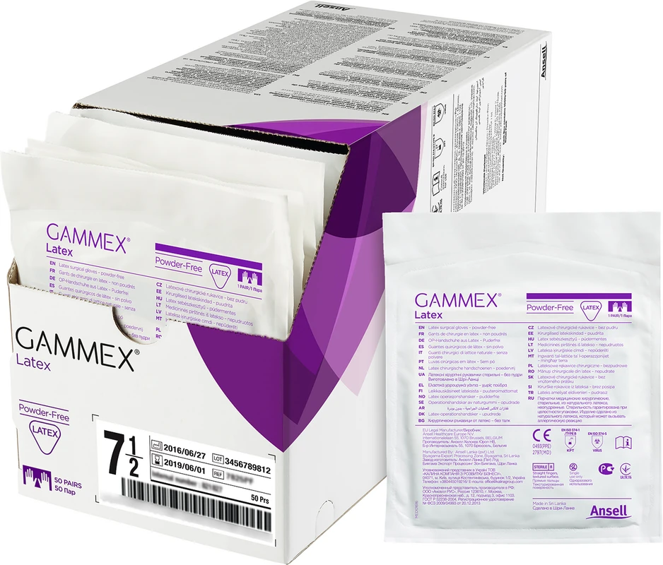 Gammex® Latex Packung 50 Paar puderfrei, natur, Größe 6