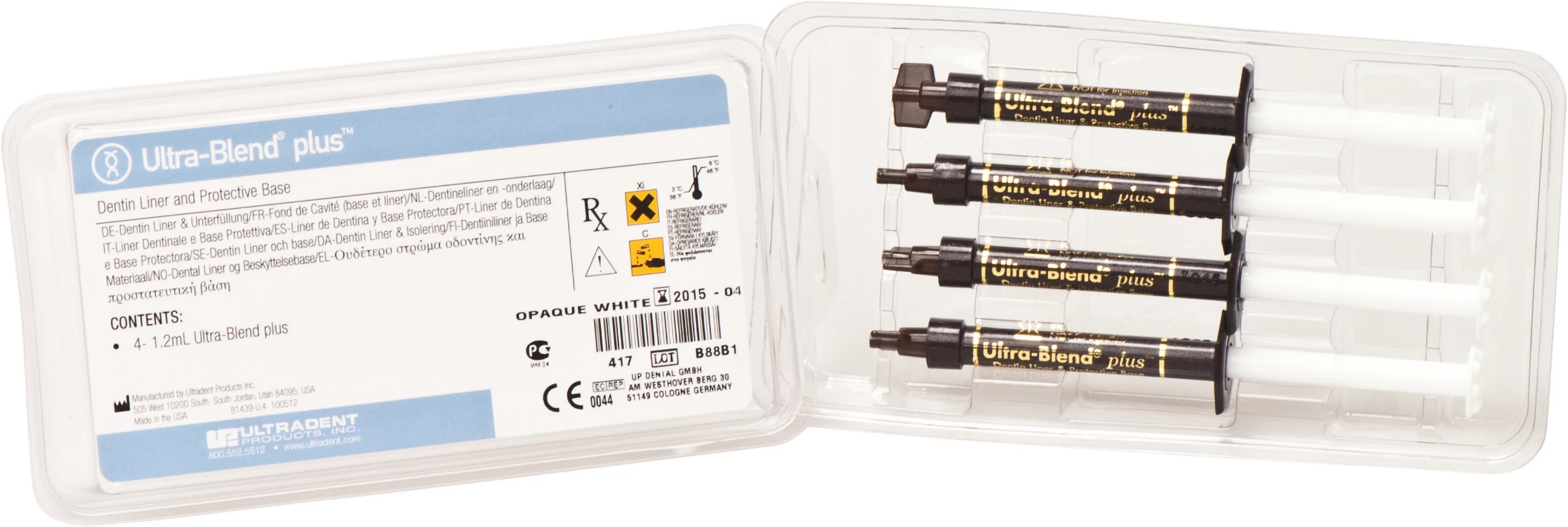 Ultra-Blend™ plus Packung 4 x 1,2 ml Spritze opak-weiß Ultra-Blend™ plus Ultradent Products