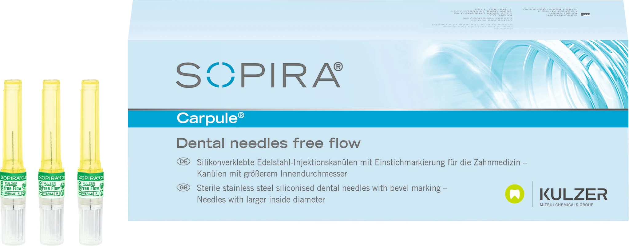 SOPIRA® Carpule® Free Flow Kanülen Packung 100 Stück 30G, 16 mm, kurzer Anschliff, grün, Typ Injektion Periapikalisch