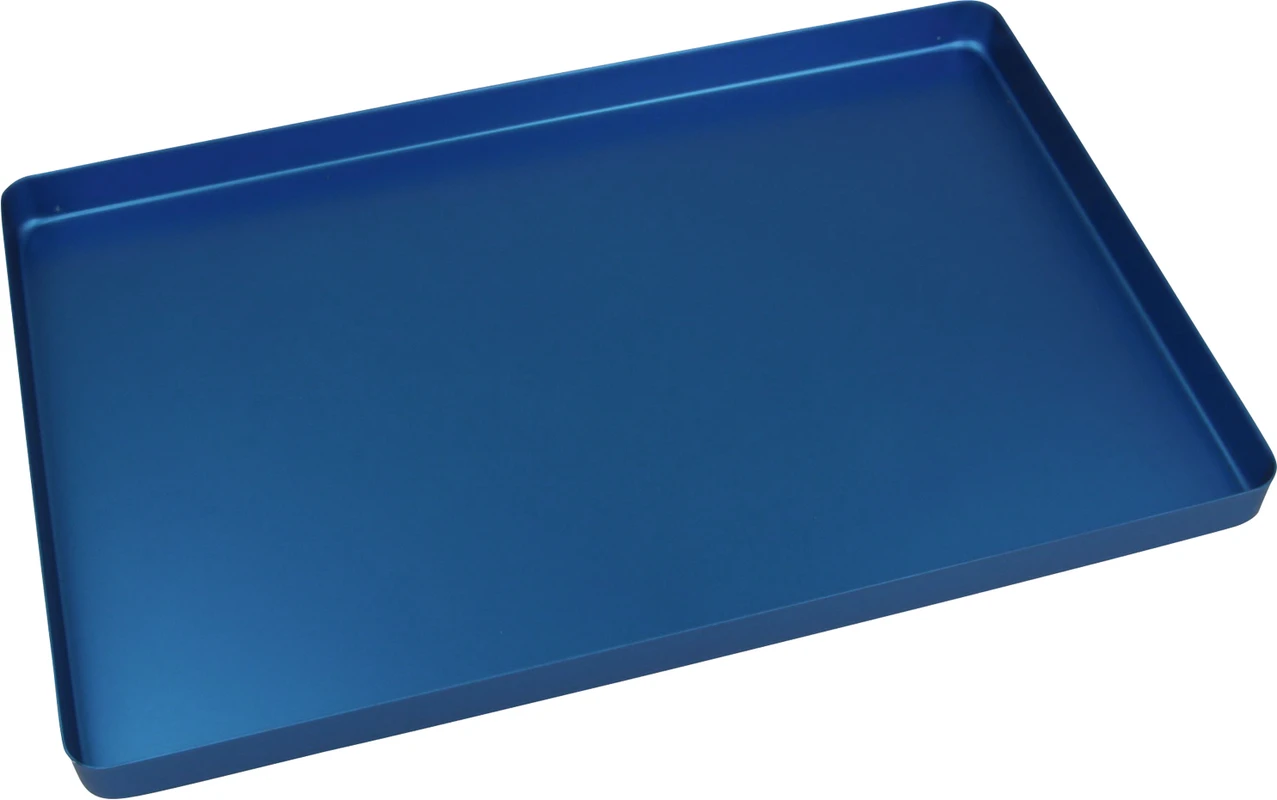 Norm-Tray Aluminium Stück Boden ungelocht blau, 18 x 28 cm