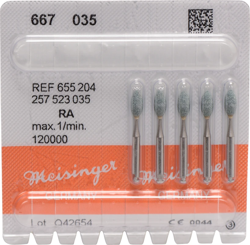 Keramische Schleifer 667 Packung 5 Stück grün mittel, RA, Figur 257, 7 mm, ISO 035