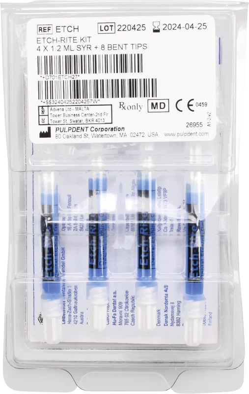 Etch Rite™ Packung 4 x 1,2 ml Spritze 38 %, 8 Nadelansätze