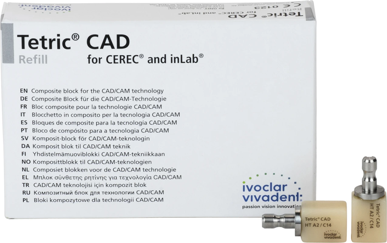 Tetric® CAD for CEREC/inLab Packung 5 Blöcke Größe C14, A2 HT