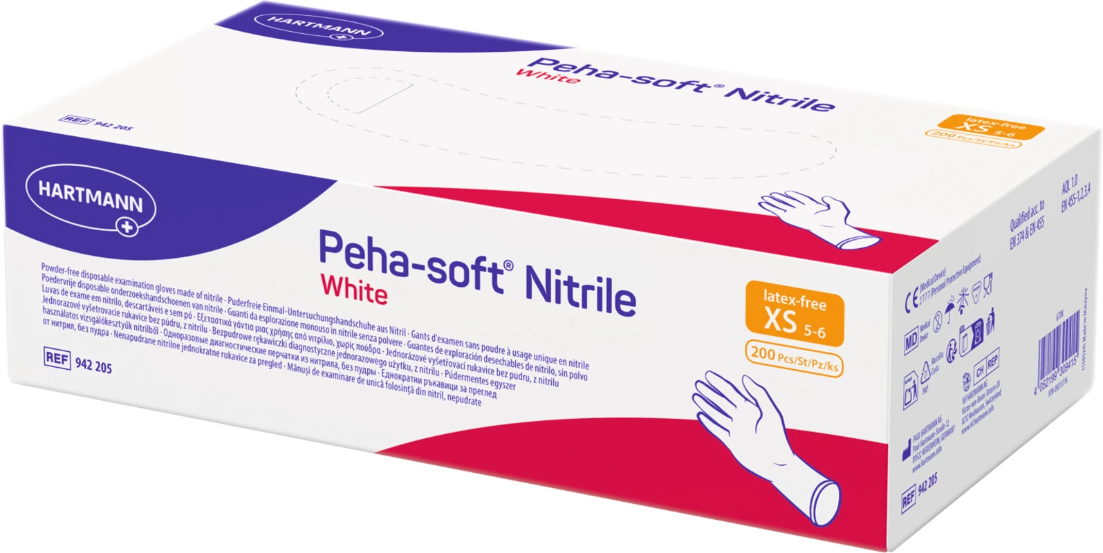 Peha-soft® nitrile white Packung 200 Stück puderfrei, weiß, XS