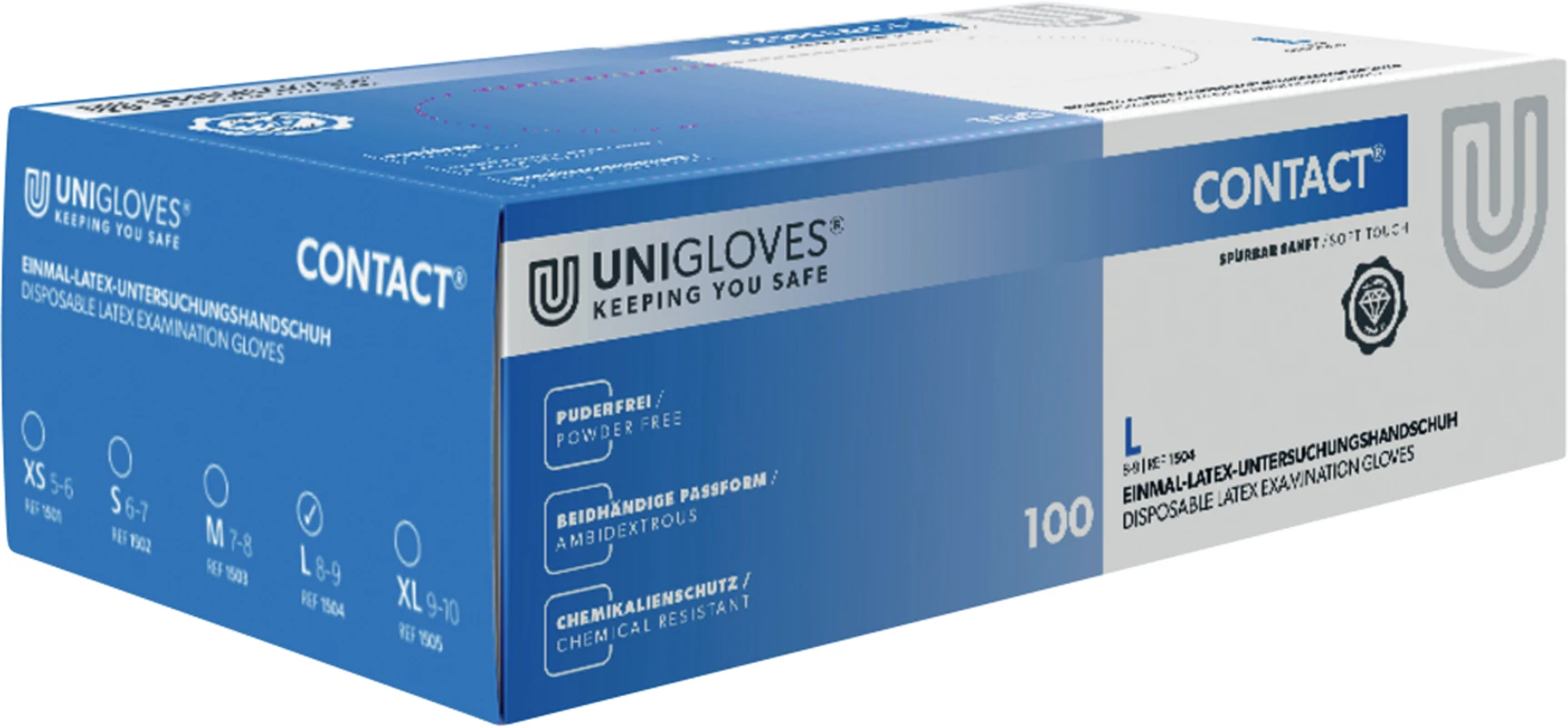 CONTACT® Packung 100 Stück puderfrei, naturlatex, L