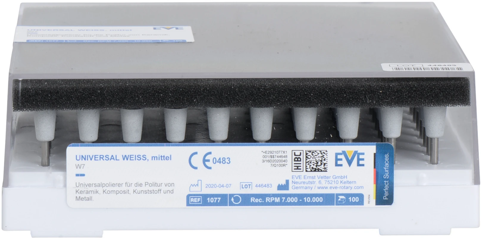 EVE UNIVERSAL Packung 100 Stück weiß mittel, RA, Figur umgekehrter Kegel, 7 x 10 mm