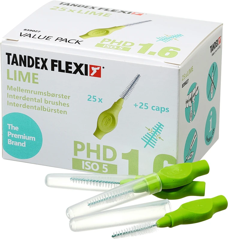 FLEXI® Interdentalbürsten PHD Value Pack 25 Stück lime, PHD 1.6 (Ø 1 mm), ISO 5