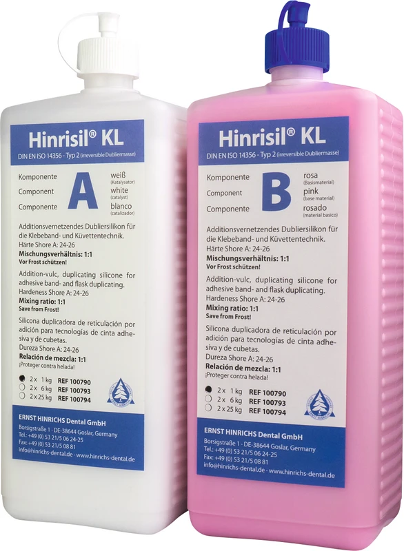 Hinrisil® KL Karton 1 kg Flasche Komponente A, 1 kg Flasche Komponente B rosa