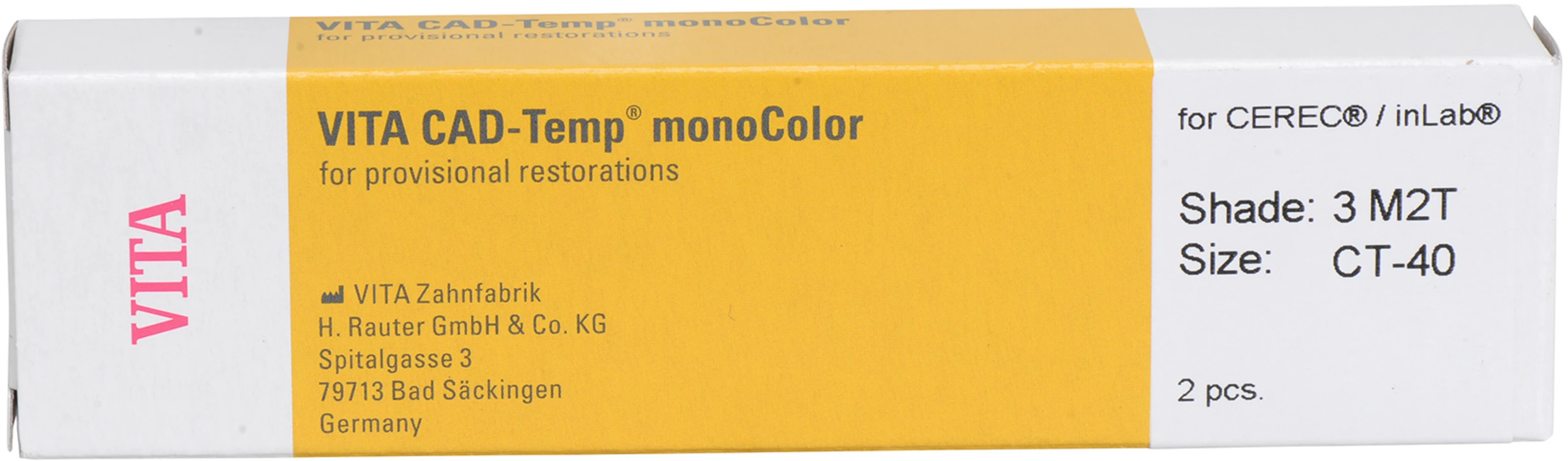 VITA CAD-Temp® Packung 2 Stück monoColor 3M2T, CT-40