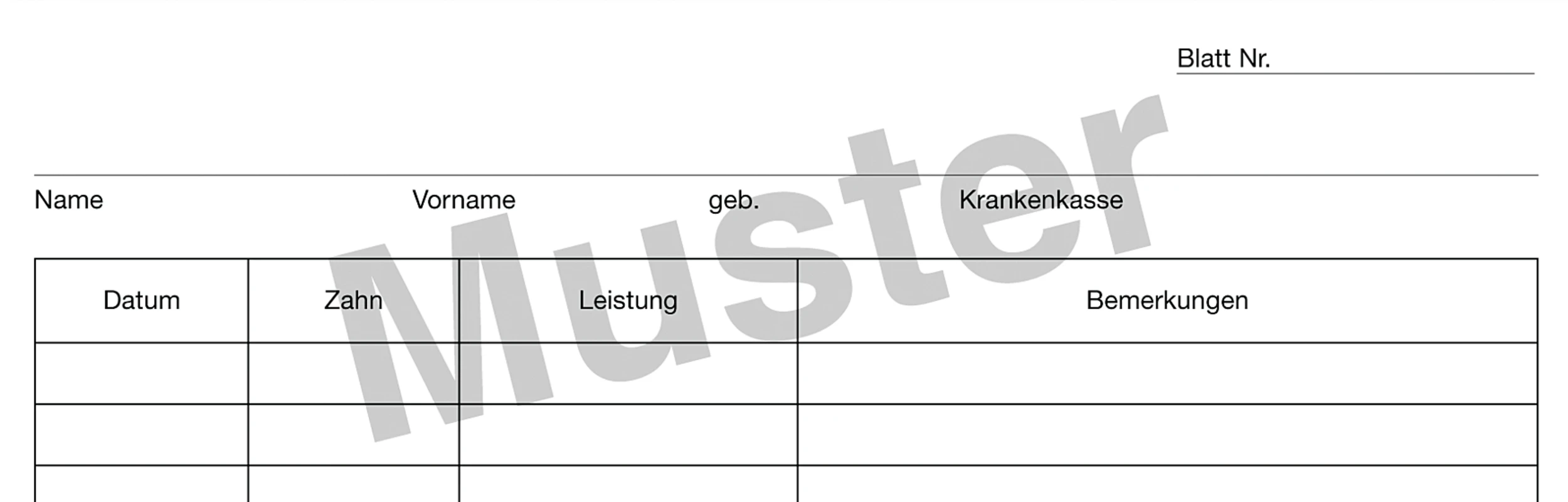 Krankenblatt N Stück 100 Blatt kopfgelocht, für DIN A5-Karteikarte