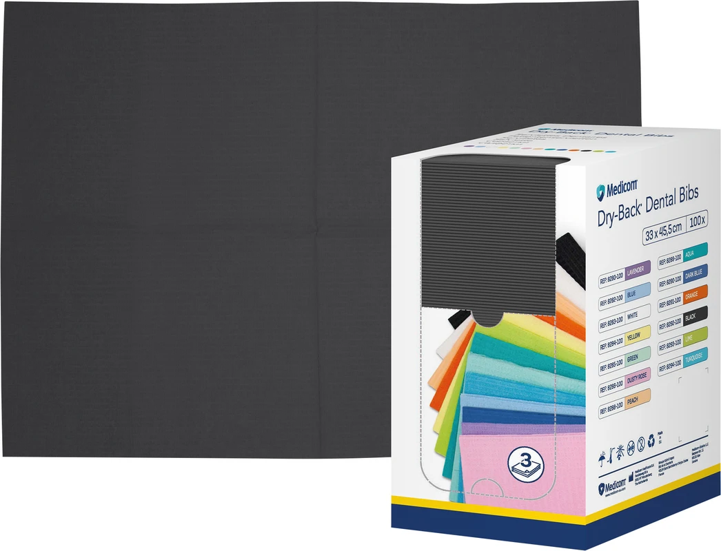 Medicom® Dry-Back® Patientenservietten Karton 100 Stück schwarz, 33 x 45,5 cm