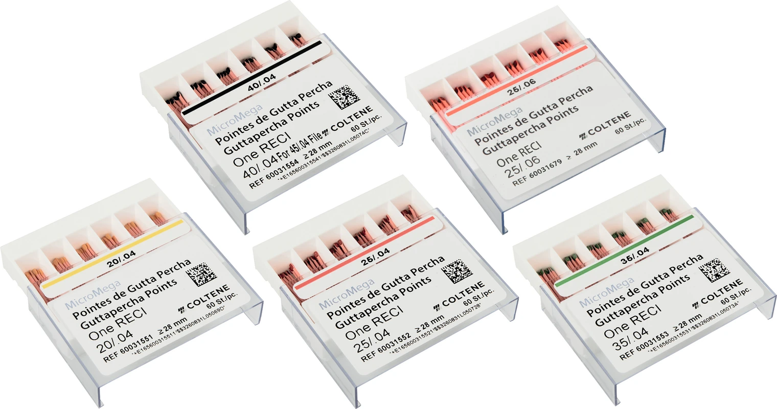 One RECI™ Guttapercha-Spitzen Packung 60 Stück Taper.04 ISO 020