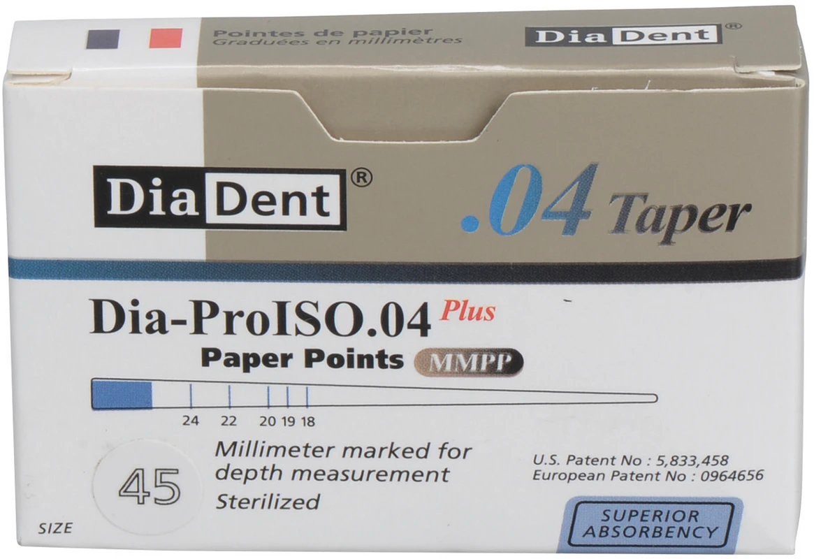 DiaDent® Dia-Pro Paper Points Packung 100 Stück Taper.04, ISO 045