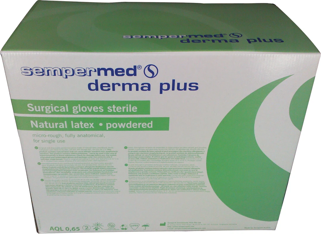 Sempermed® derma plus Packung 50 Paar leicht gepudert, naturweiß, Größe 7