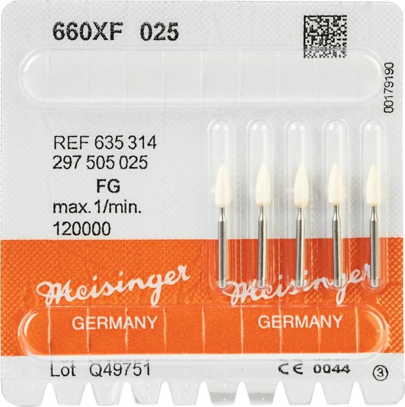 Keramische Schleifer 660 Packung 5 Stück weiß extra fein, FG, Figur 297, 7 mm, ISO 025